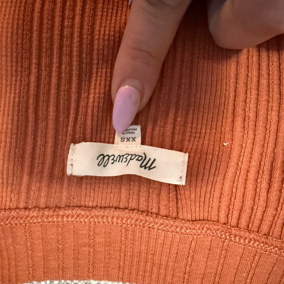 Madewell Rust Ribbed Short-Sleeve Button Cardigan Set - Picture 6 of 8